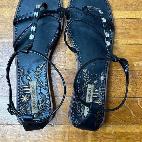 Grendene Brazil Andrea Black Rhinestone Sandal Size 9 Flats - Picture 3 of 6